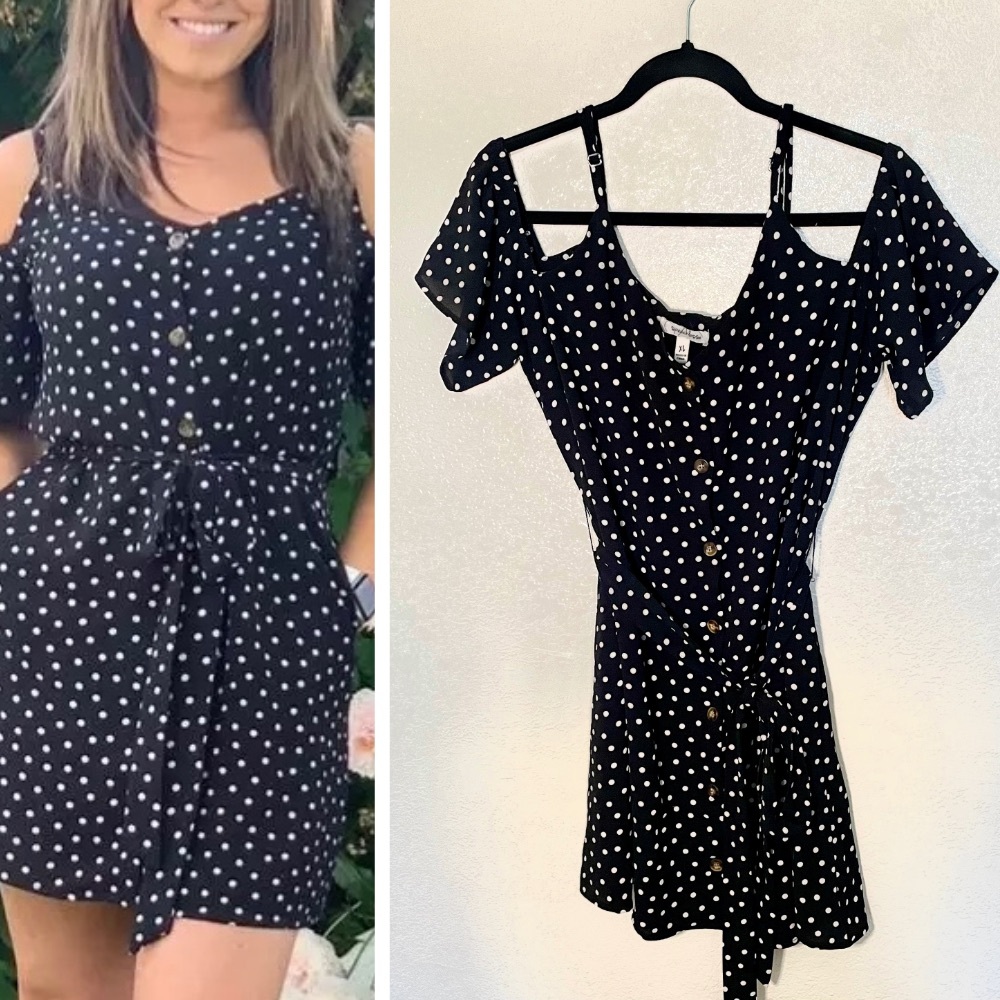 Speechless Black and White Polka Dot Mini Dress